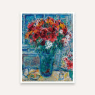 Floral Painting for Living Room | Red Bouquet Wall Art by Marc Chagall | Giclée Print 3 : 4 Vertical Premium Wall Art Canvas by MeriDeewar