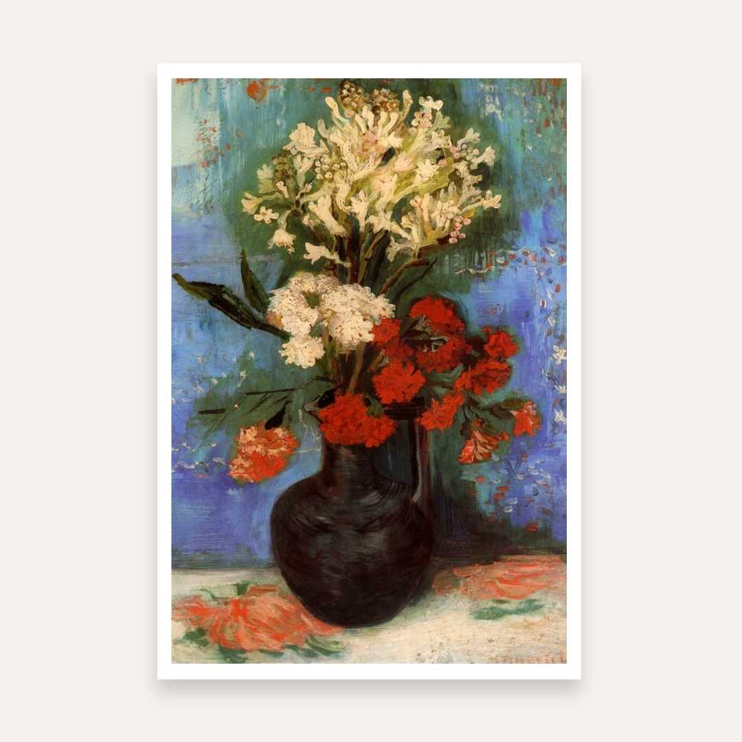 Floral Painting for Living Room | Van Gogh Carnations Vase | Wall Art for Home Decor 2 : 3 Vertical Premium Wall Art Canvas by MeriDeewar