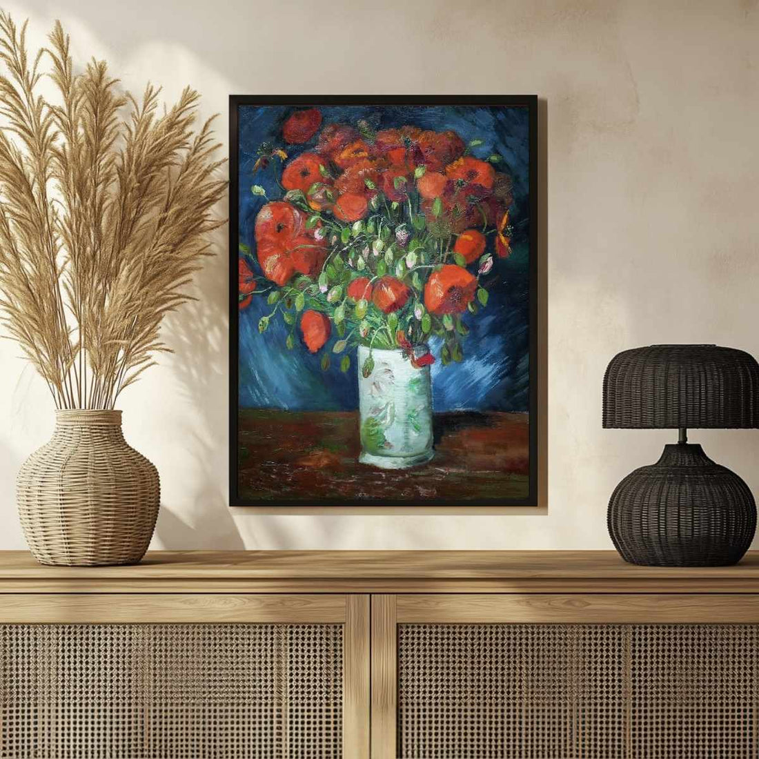 Floral Painting for Living Room | Van Gogh Red Poppies Wall Art | MeriDeewar 3 : 4 Vertical Premium Wall Art Canvas by MeriDeewar
