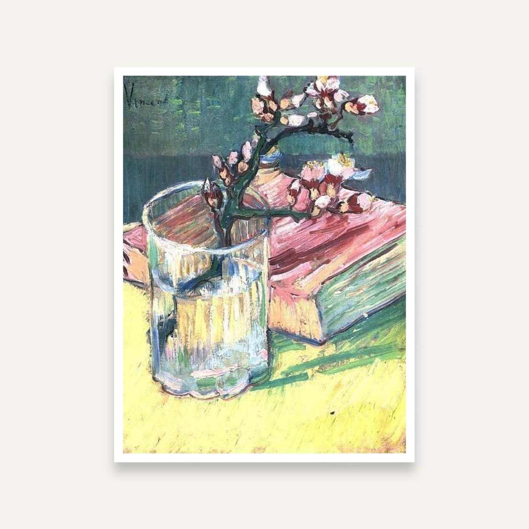 Floral Still Life Painting for Living Room | Van Gogh Almond Blossom | Wall Art Print 3 : 4 Vertical Premium Wall Art Canvas by MeriDeewar
