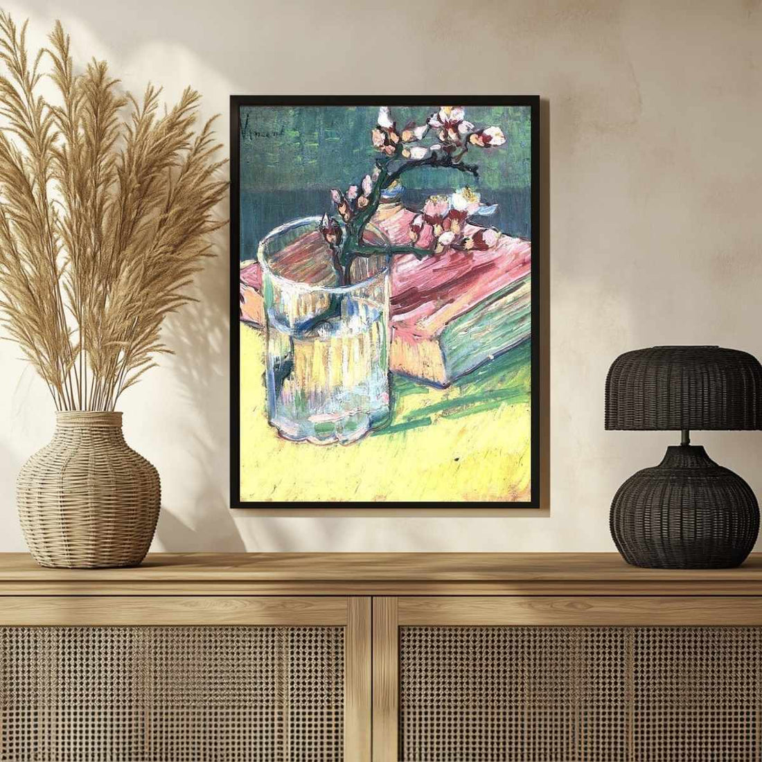 Floral Still Life Painting for Living Room | Van Gogh Almond Blossom | Wall Art Print 3 : 4 Vertical Premium Wall Art Canvas by MeriDeewar