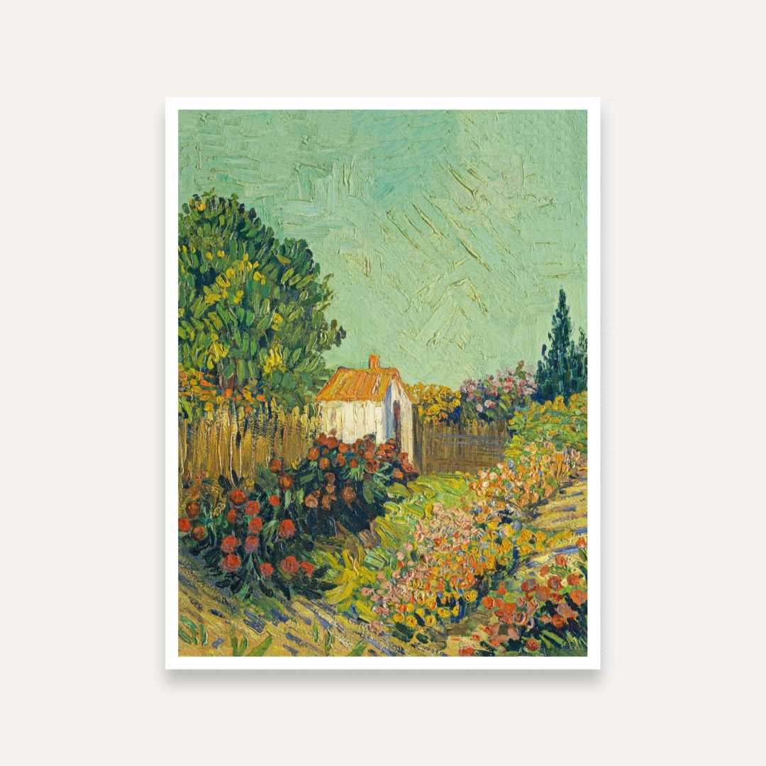 Flower Garden Scenery Painting for Living Room | Nature Wall Art | Giclée Print 3 : 4 Vertical Premium Wall Art Canvas by MeriDeewar