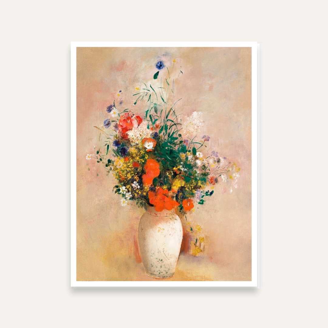 Flower Vase Painting for Living Room | Floral Wall Art by Odilon Redon | Giclée Print 4 X 5.5 Vertical Premium Wall Art Canvas by MeriDeewar