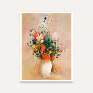 Flower Vase Painting for Living Room | Floral Wall Art by Odilon Redon | Giclée Print 4 X 5.5 Vertical Premium Wall Art Canvas by MeriDeewar