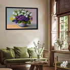 Flower Vase Painting for Living Room | Purple & White Floral Wall Art | Giclée Print 3 : 2 Horizontal Premium Wall Art Canvas by MeriDeewar