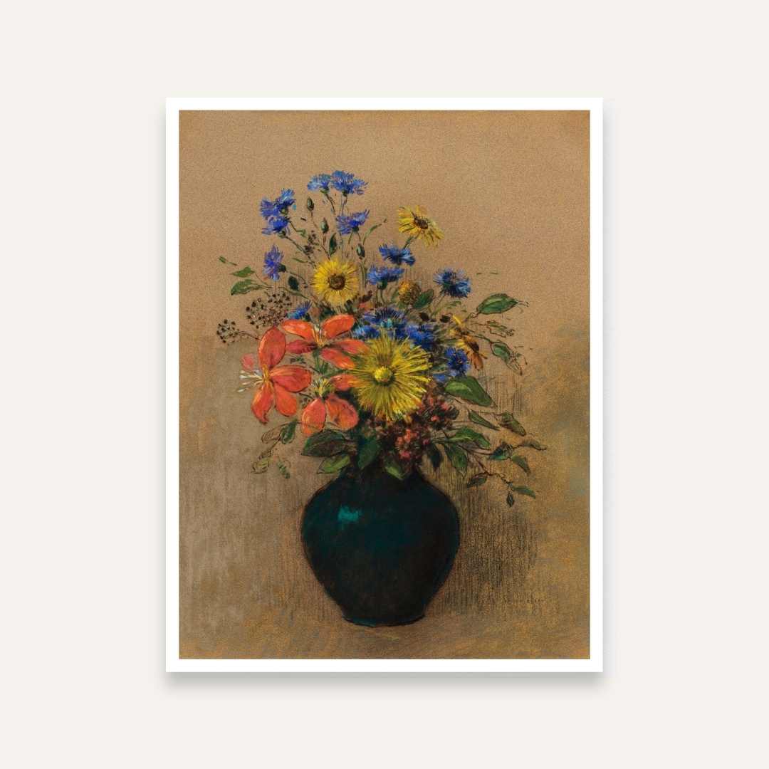 Flower Vase Painting for Living Room | Wildflowers by Odilon Redon | Floral Wall Art 4 :5 Vertical Premium Wall Art Canvas by MeriDeewar