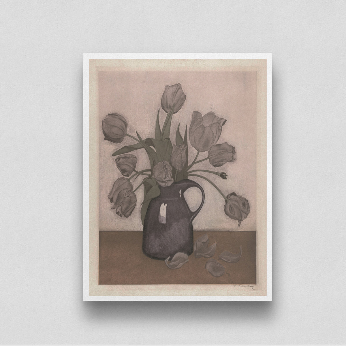 Flower Vintage Painting 3 : 4 Vertical New Premium Wall Art Canvas by MeriDeewar