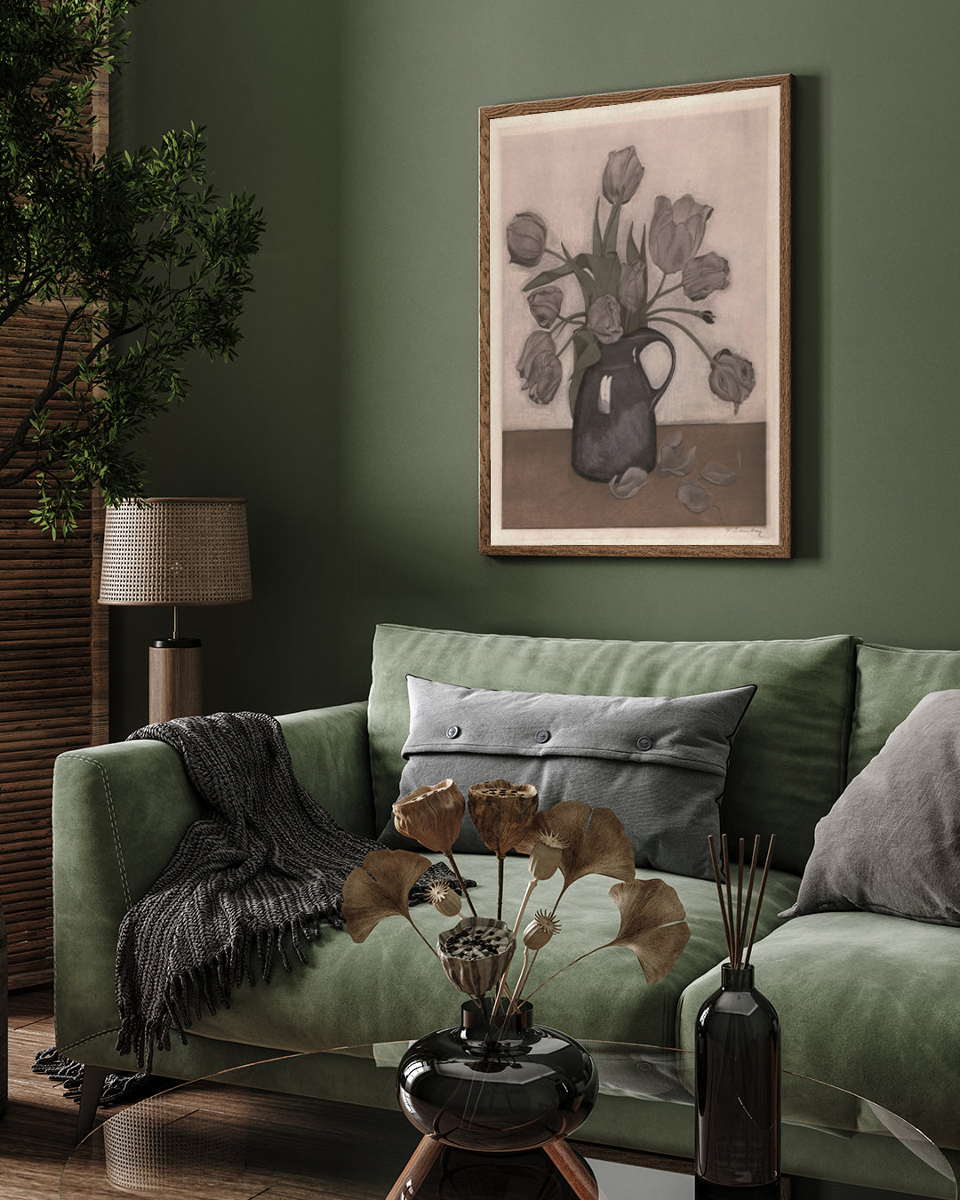 Flower Vintage Painting 3 : 4 Vertical New Premium Wall Art Canvas by MeriDeewar