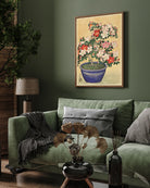 Flowers Art Poster- Blooming Azalea in Blue Pot by Ohara Koson 3 : 4 Vertical New Premium Wall Art Canvas by MeriDeewar