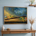 "Flute with Peacock Feather" Indian Classical Wall Art Print 3 : 2 Horizontal Premium Wall Art Canvas by MeriDeewar