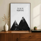 "Follow the Mountains" Scandinavian Minimalist Poster | Vertical Borderless Art Frame Poster Premium Wall Art Canvas by MeriDeewar