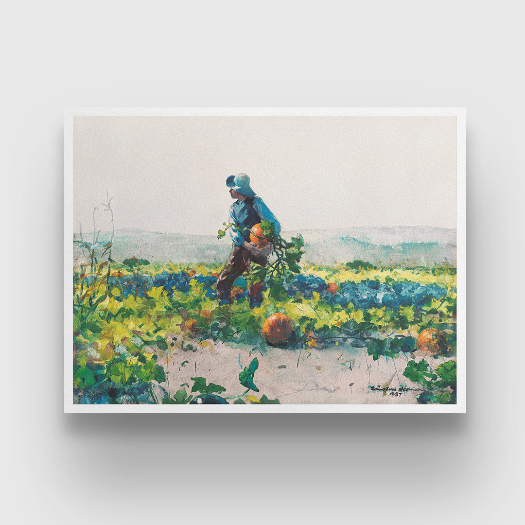 For to be a farmer's boy Painting By Winslow Homer 3 : 4 Horizontal New Premium Wall Art Canvas by MeriDeewar