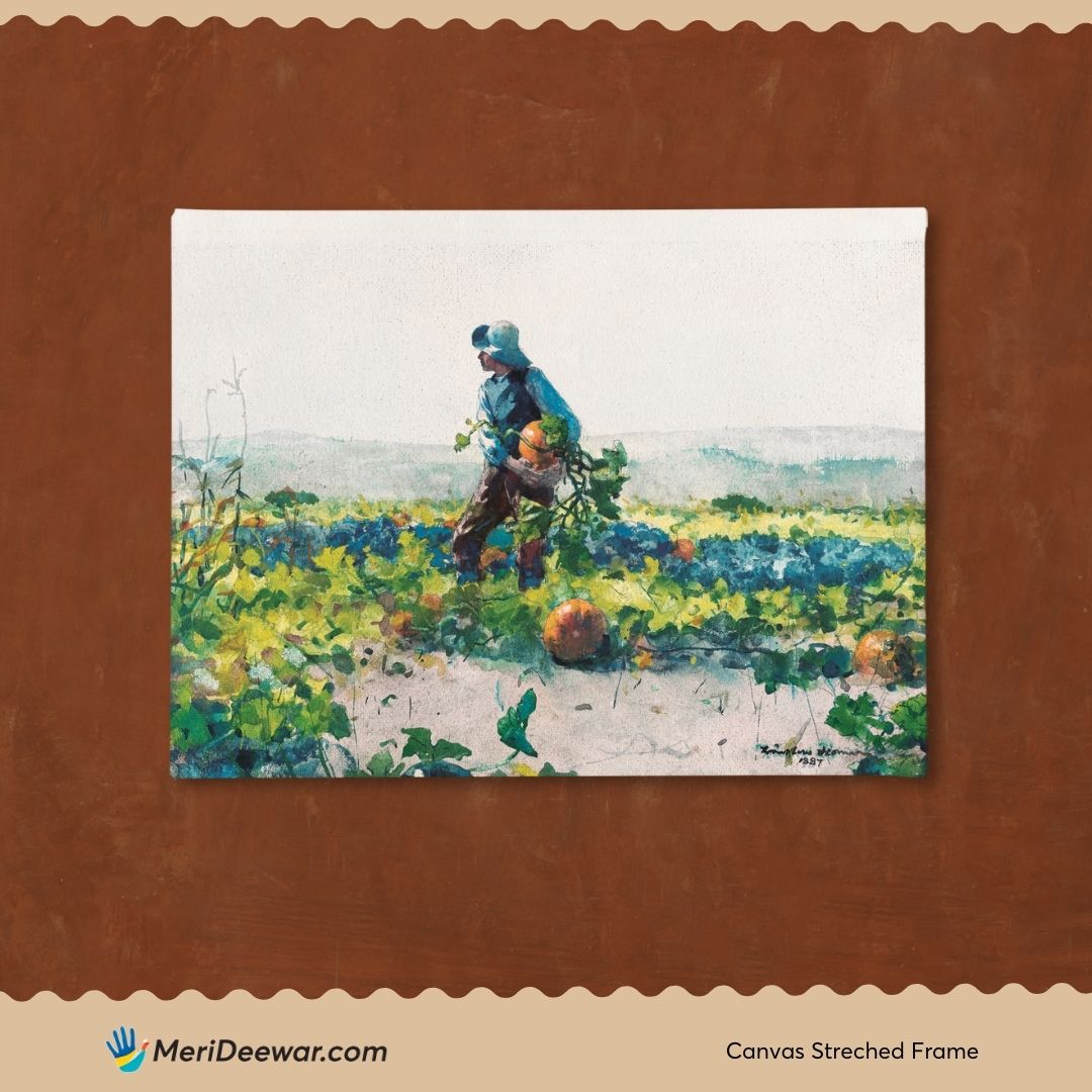 For to be a farmer's boy Painting By Winslow Homer 3 : 4 Horizontal New Premium Wall Art Canvas by MeriDeewar