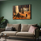 Forest Nature Painting for Living Room | Van Gogh Girl in the Woods | Wall Art for Home Decor 4 : 3 Horizontal Premium Wall Art Canvas by MeriDeewar