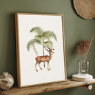 Forest Stag & Palm — Elegant Deer Botanical Wall Art 2 : 3 Vertical Premium Wall Art Canvas by MeriDeewar