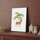 Forest Stag & Palm — Elegant Deer Botanical Wall Art 2 : 3 Vertical Premium Wall Art Canvas by MeriDeewar