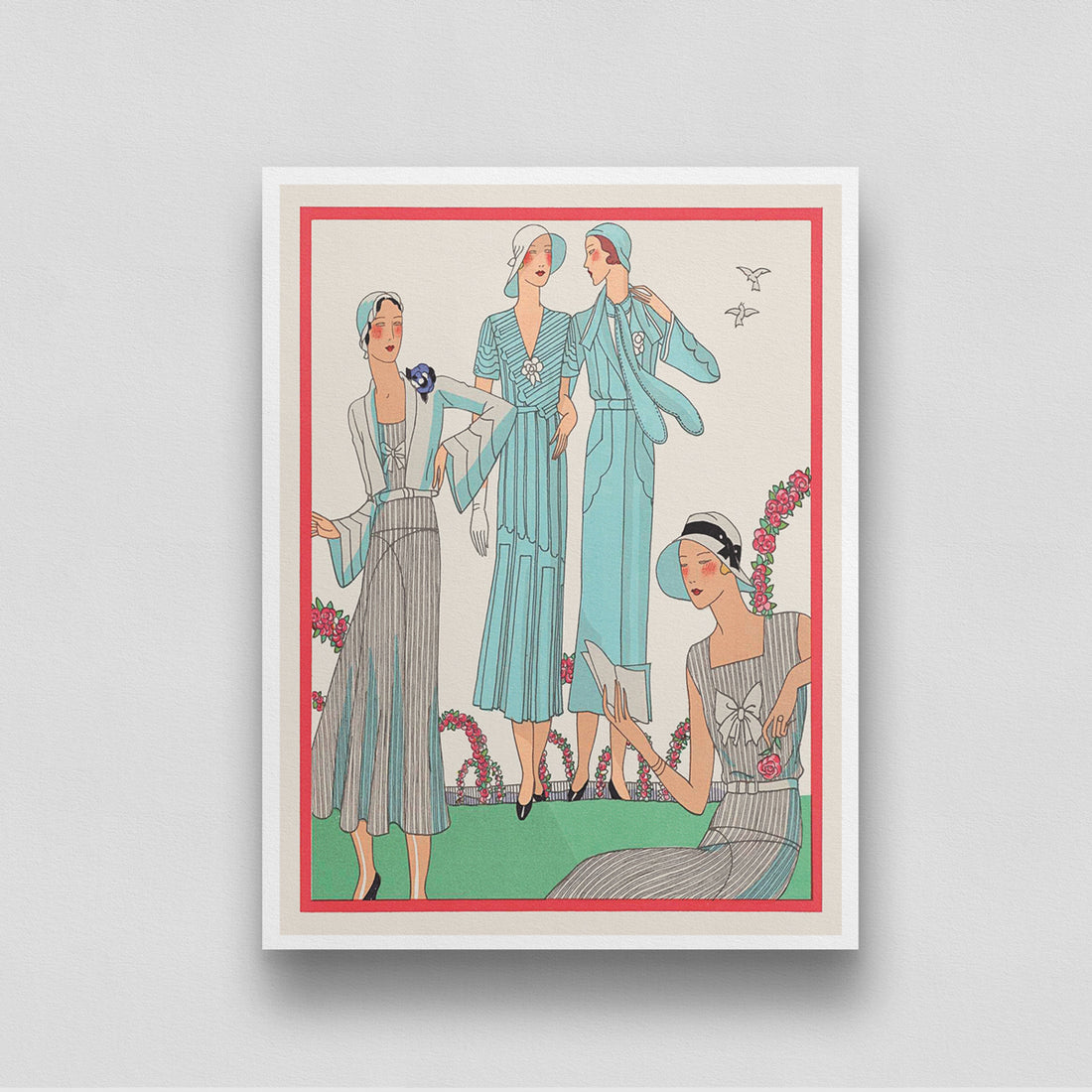 Four Ladies in the Green Artwork 3 : 4 Vertical New Premium Wall Art Canvas by MeriDeewar