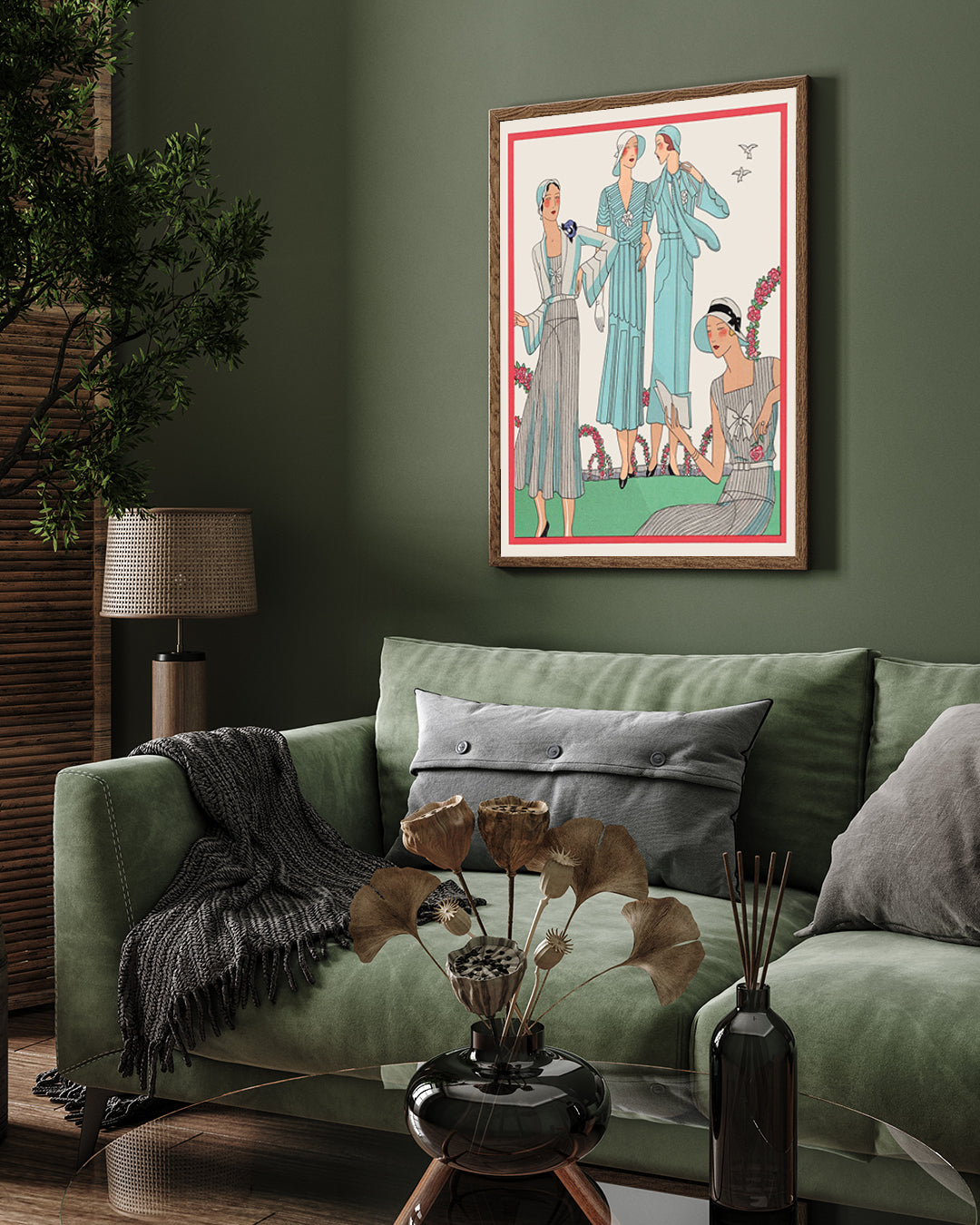 Four Ladies in the Green Artwork 3 : 4 Vertical New Premium Wall Art Canvas by MeriDeewar