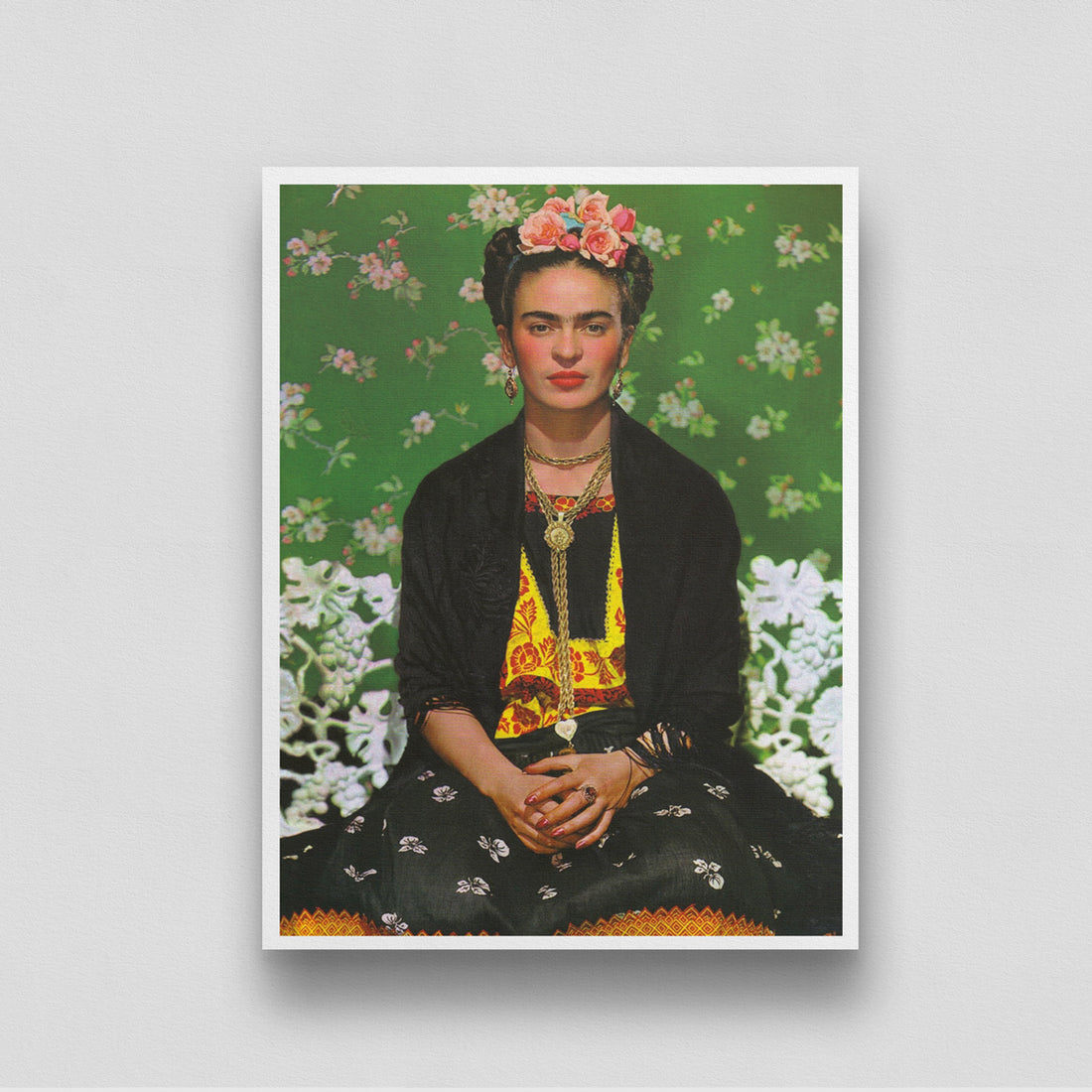 Frida Kahlo Colorful Portrait Painting 3 : 4 Vertical New Premium Wall Art Canvas by MeriDeewar