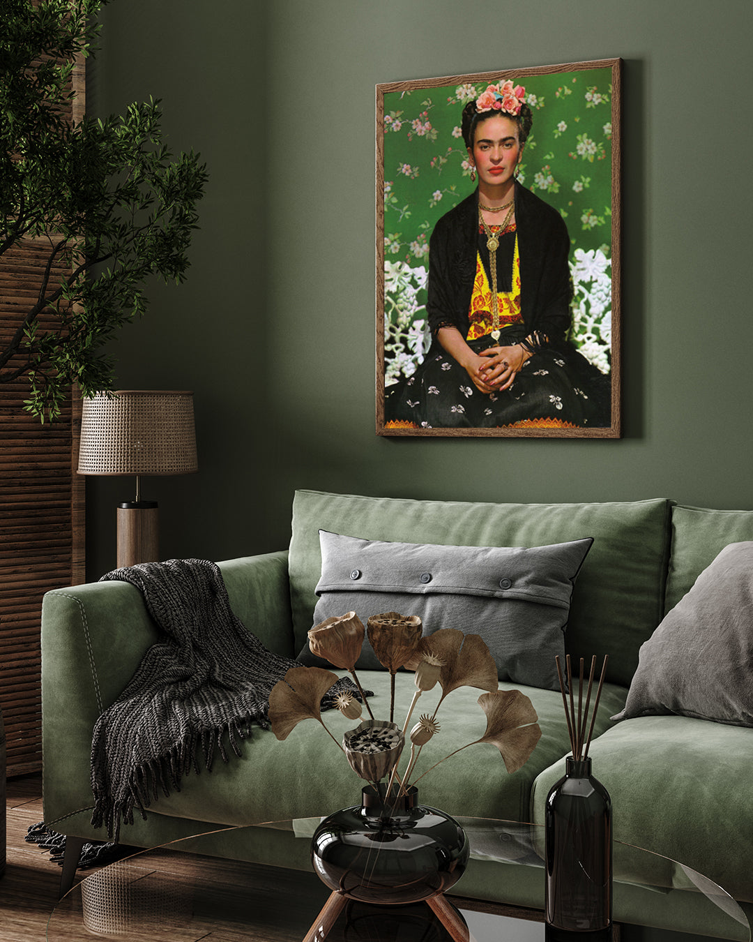 Frida Kahlo Colorful Portrait Painting 3 : 4 Vertical New Premium Wall Art Canvas by MeriDeewar