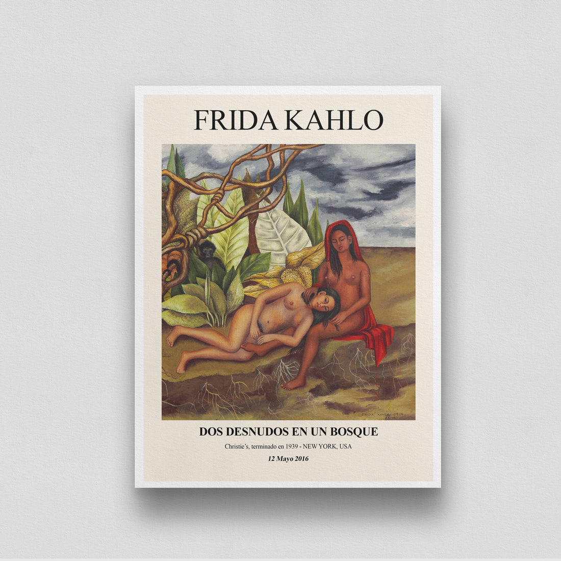 Frida Kahlo Dos Desnudos en un Bosque Product Painting 3 : 4 Vertical New Premium Wall Art Canvas by MeriDeewar