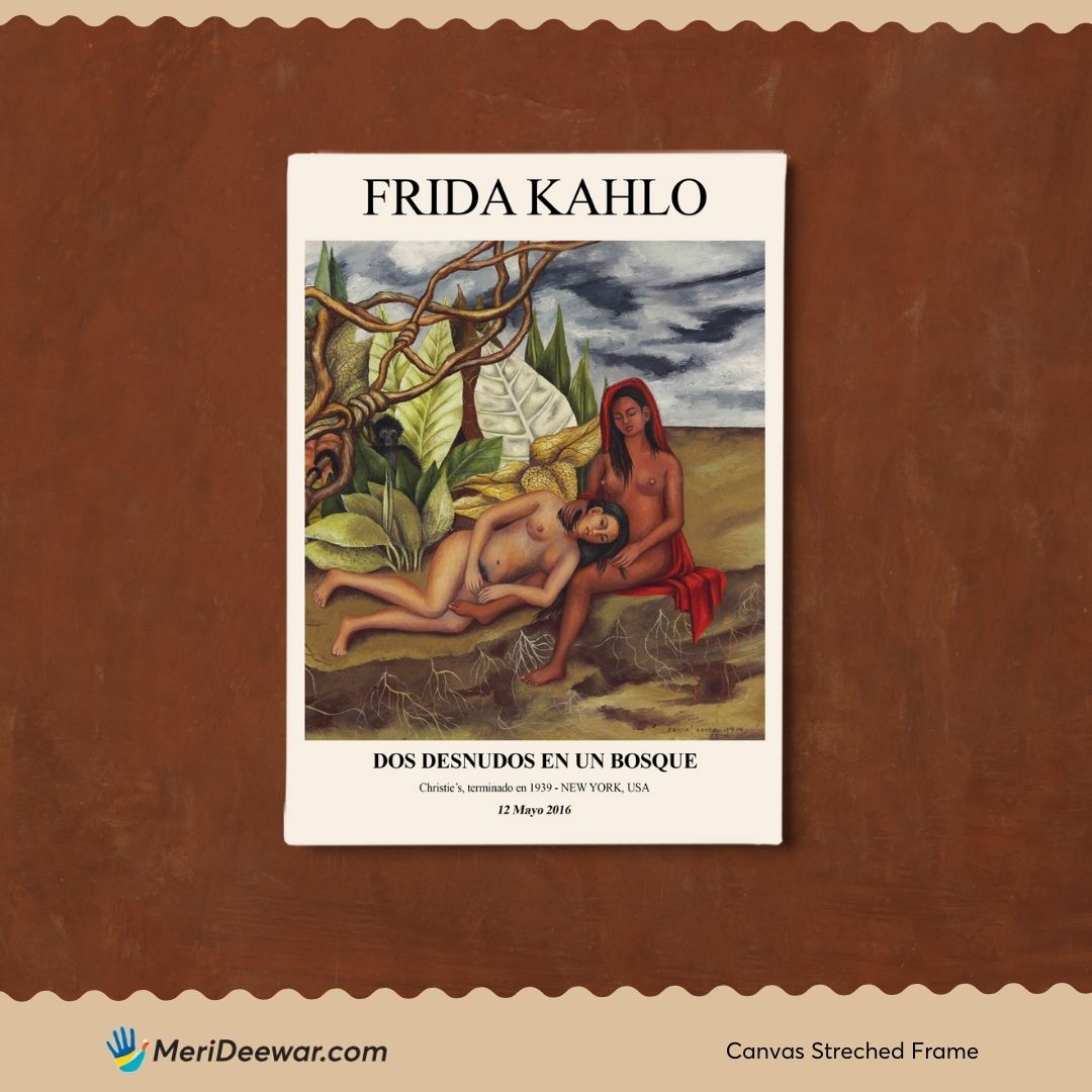 Frida Kahlo Dos Desnudos en un Bosque Product Painting 3 : 4 Vertical New Premium Wall Art Canvas by MeriDeewar