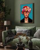 Frida Kahlo Portrait with Flowers Painting 3 : 4 Vertical New Premium Wall Art Canvas by MeriDeewar