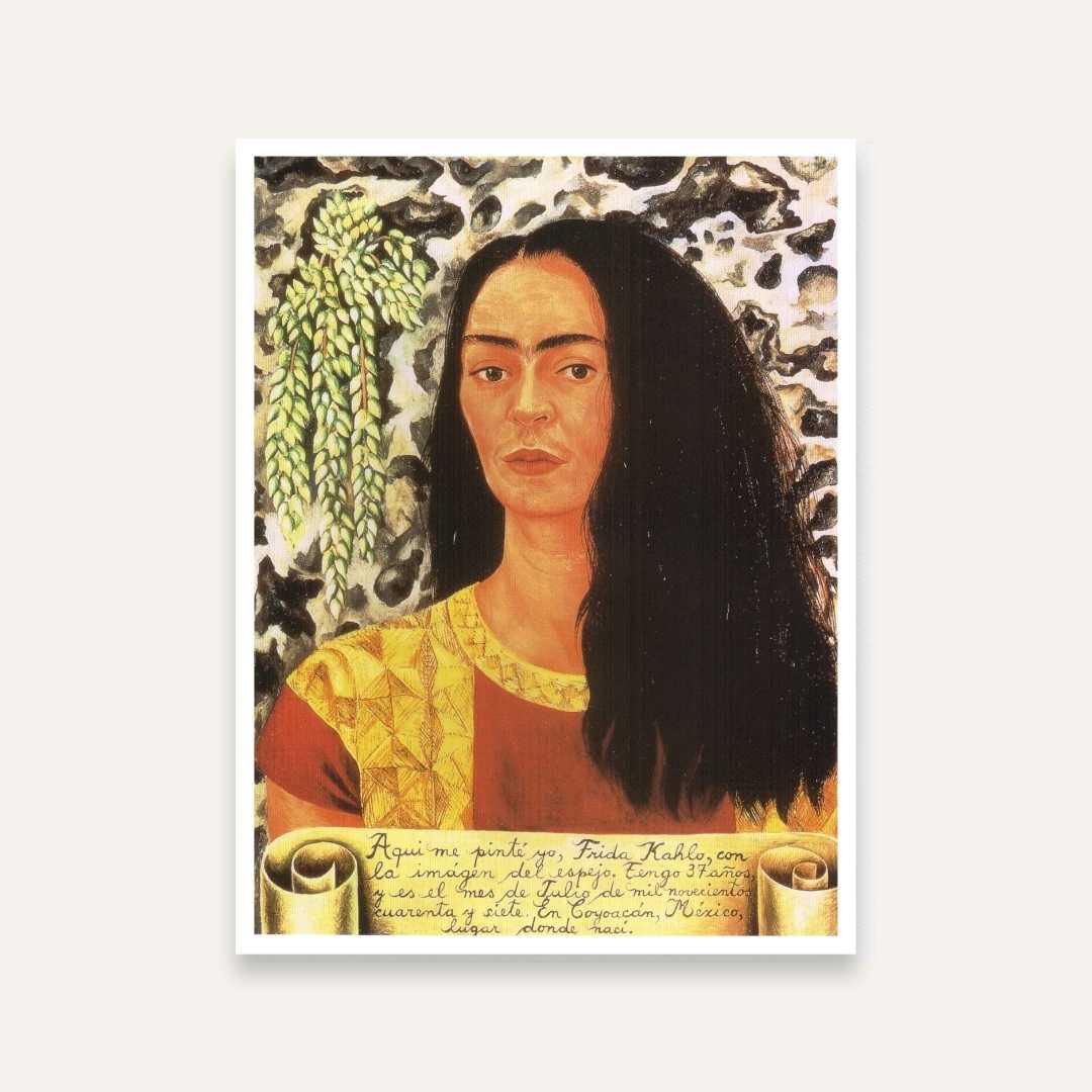 Frida Kahlo Self Portrait Painting for Living Room | Iconic Wall Art Print 3 : 4 Vertical Premium Wall Art Canvas by MeriDeewar