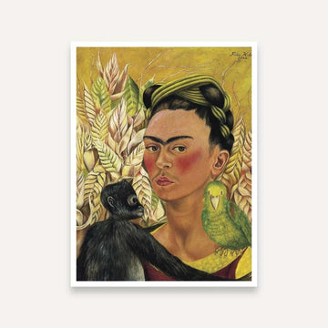 Frida Kahlo Self Portrait Painting for Living Room | Iconic Wall Art Print 3 : 4 Vertical Premium Wall Art Canvas by MeriDeewar