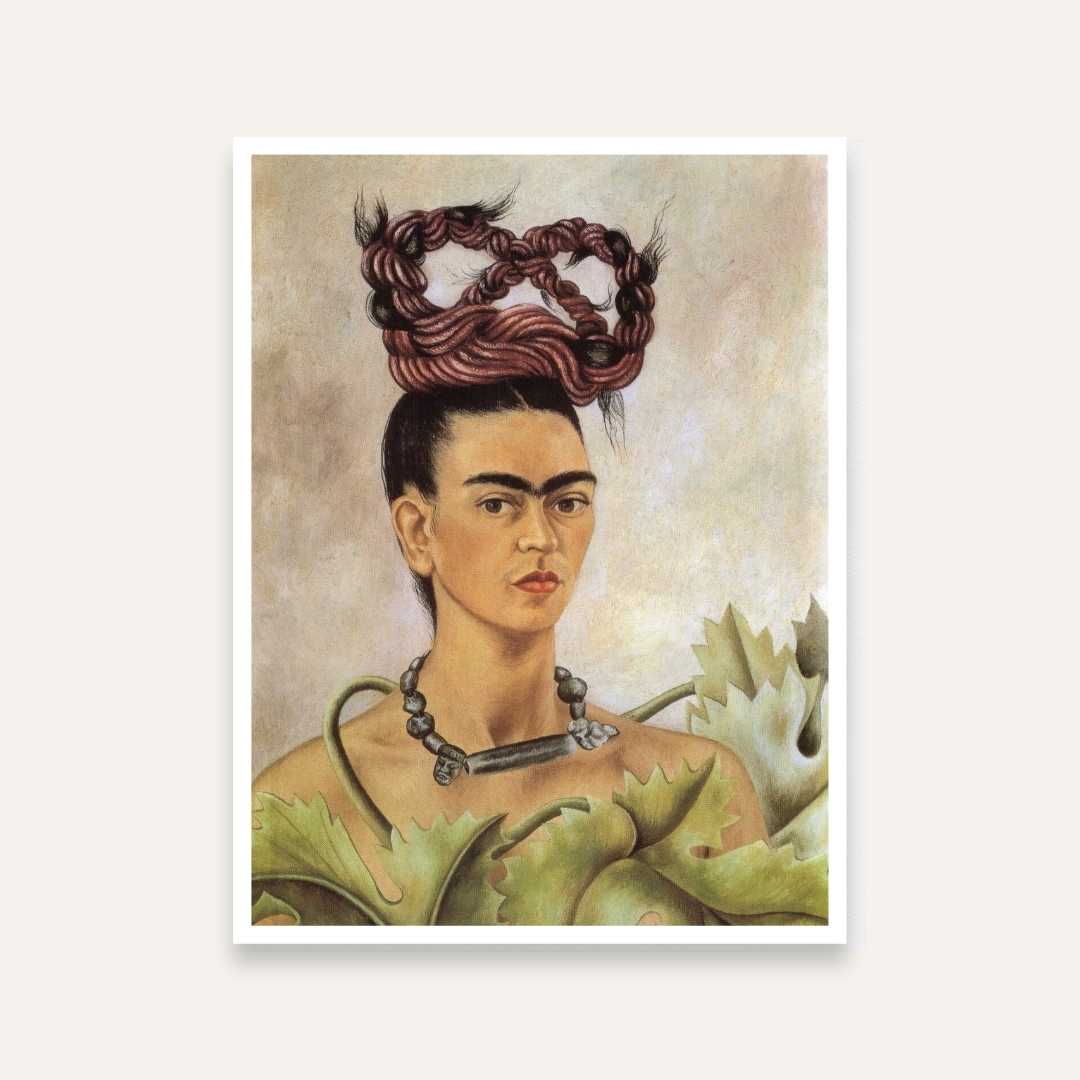 Frida Kahlo Self Portrait Painting for Living Room | Iconic Wall Art Print India 3 : 4 Vertical Premium Wall Art Canvas by MeriDeewar
