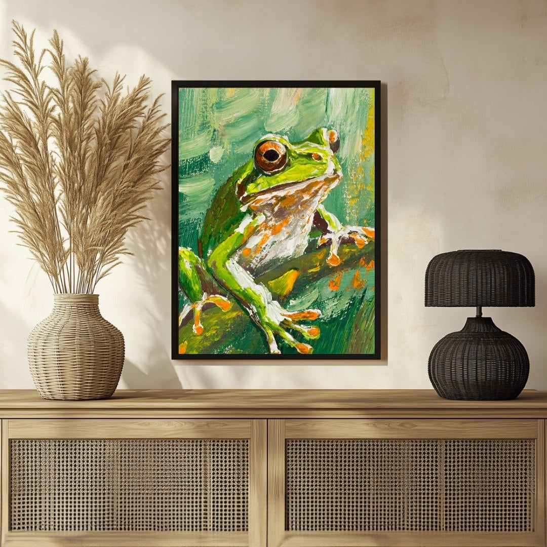 Frog Abstract Painting: Artistic Touch for Modern Spaces 3 : 4 Vertical New Premium Wall Art Canvas by MeriDeewar