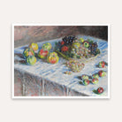 Fruit Still Life Painting for Dining Room | Claude Monet Apples & Grapes | Wall Art Print 4 : 3 Horizontal Premium Wall Art Canvas by MeriDeewar
