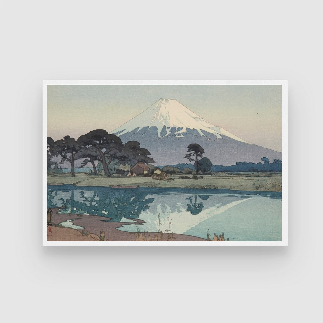 Fujiyama (First Light of the Sun) – Yoshida Hiroshi Japanese Woodblock Print 2 : 3 Horizontal Premium Wall Art Canvas by MeriDeewar