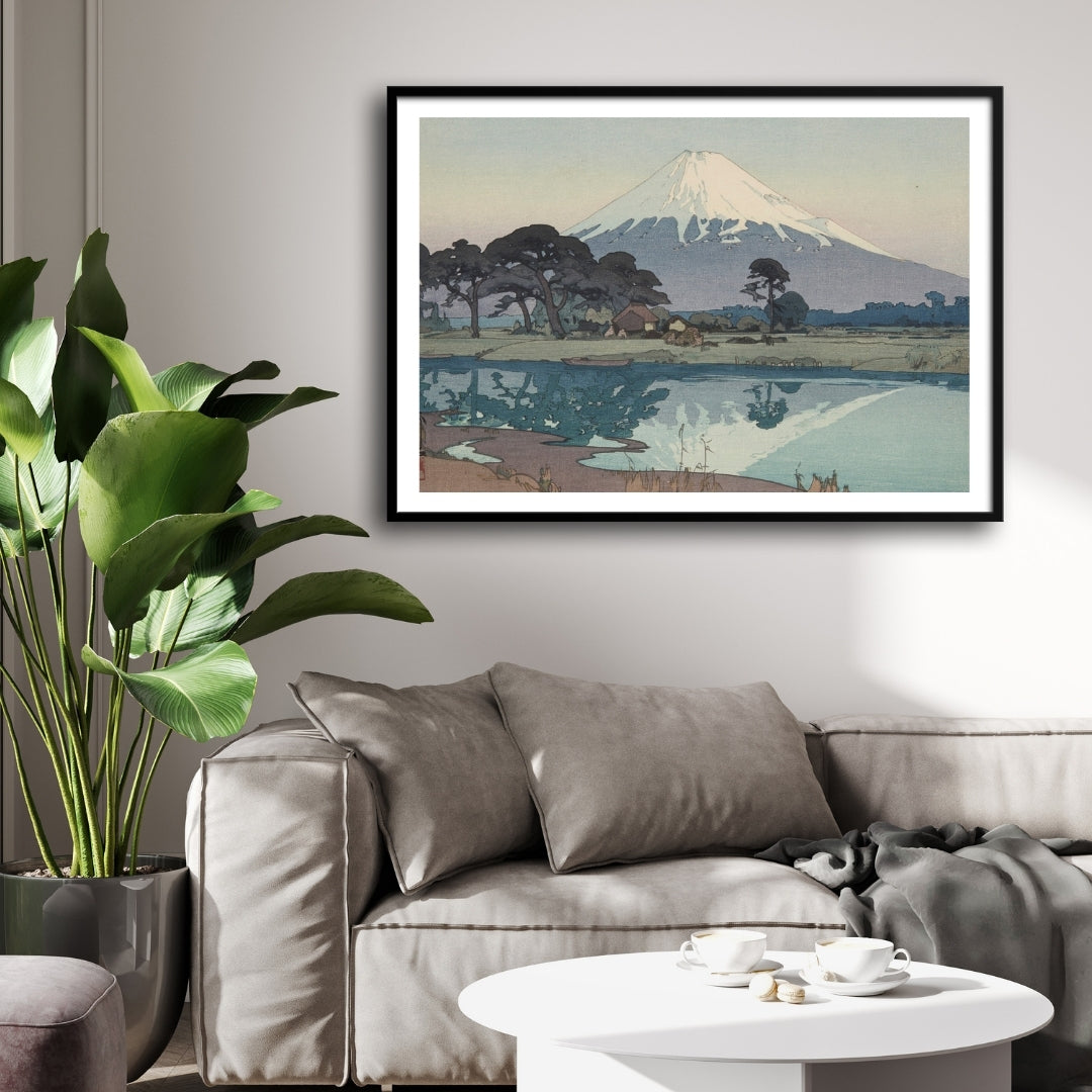 Fujiyama (First Light of the Sun) – Yoshida Hiroshi Japanese Woodblock Print 2 : 3 Horizontal Premium Wall Art Canvas by MeriDeewar