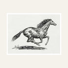 Galloping Horse Painting for Living Room | Black & White Sketch Wall Art | MeriDeewar 6 : 5 Horizontal Premium Wall Art Canvas by MeriDeewar
