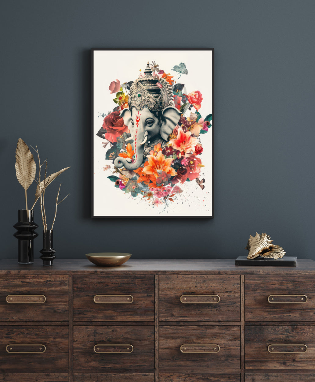 Ganesha Drawing 3 : 4.2 Vertical Premium Wall Art Canvas by MeriDeewar