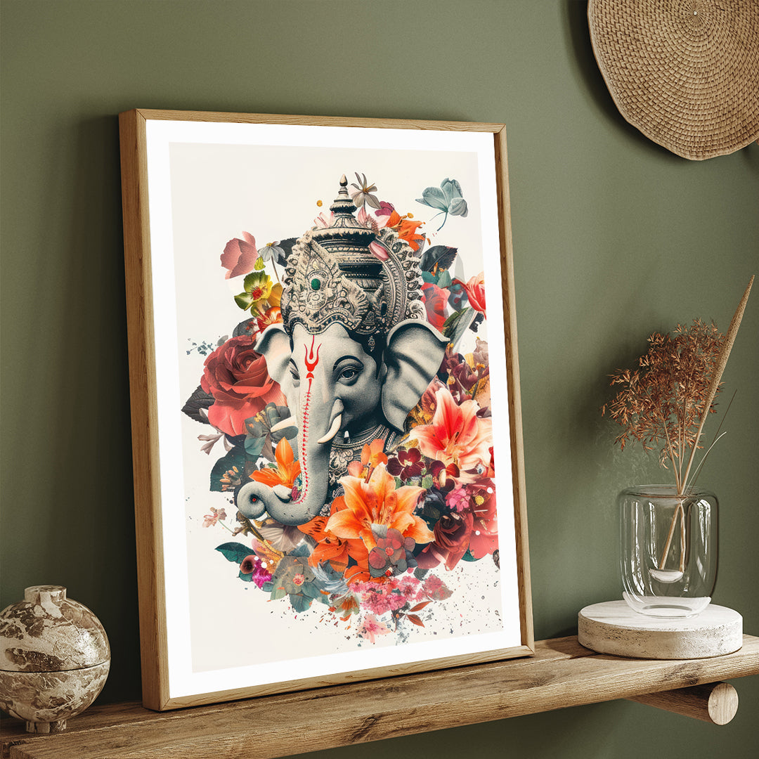 Ganesha Drawing 3 : 4.2 Vertical Premium Wall Art Canvas by MeriDeewar