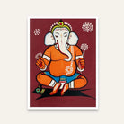 Ganesha Painting for Home – Jamini Roy Folk Art Style | Spiritual Wall Art India 3 : 4 Vertical Premium Wall Art Canvas by MeriDeewar