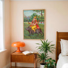 Ganesha Painting for Home | Lord Ganesh on Mushak Vahana – Raja Ravi Varma Spiritual Wall Art 3 : 4 Vertical Premium Wall Art Canvas by MeriDeewar