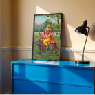 Ganesha Painting for Home | Lord Ganesh on Mushak Vahana – Raja Ravi Varma Spiritual Wall Art 3 : 4 Vertical Premium Wall Art Canvas by MeriDeewar