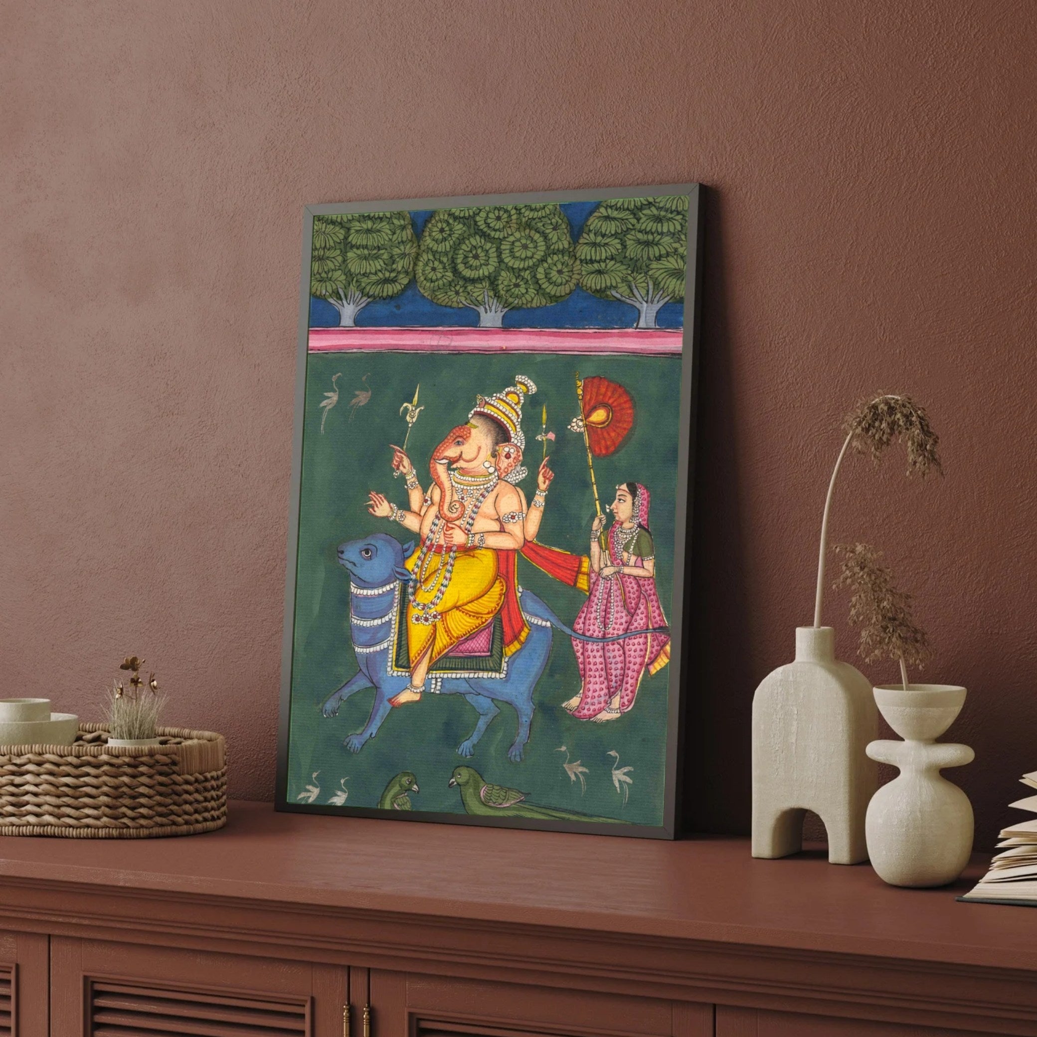 Ganesha's Royal Procession: A Journey of Divine Blessings 2 : 3 Vertical Premium Wall Art Canvas by MeriDeewar