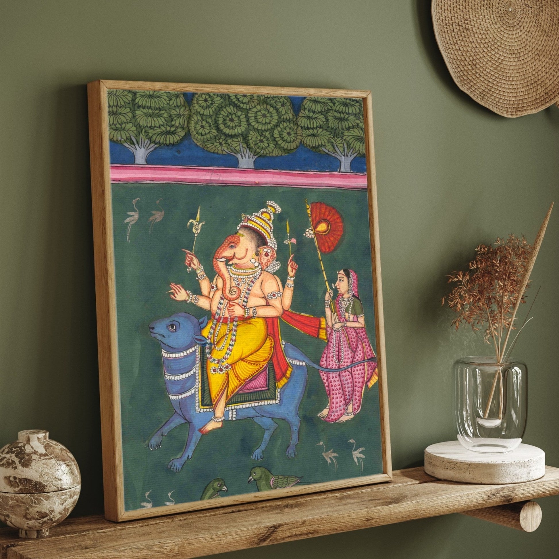 Ganesha's Royal Procession: A Journey of Divine Blessings 2 : 3 Vertical Premium Wall Art Canvas by MeriDeewar