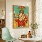 Ganesha with Riddhi Siddhi Painting for Home | Raja Ravi Varma Spiritual Wall Art 2 : 3 Vertical Premium Wall Art Canvas by MeriDeewar