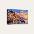 Ganga Aarti Varanasi | Sacred Kashi Ghats Sunset Gallery Wrap Canvas Curate Premium Wall Art Canvas by MeriDeewar