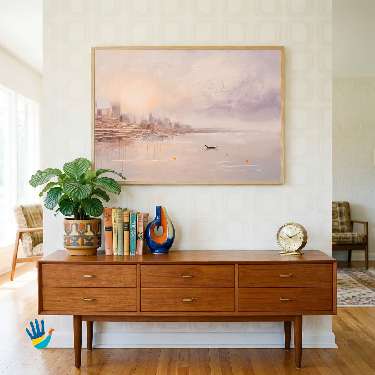 Ganga at First Light | Varanasi Abstract Art 3 : 2 Horizontal Premium Wall Art Canvas by MeriDeewar