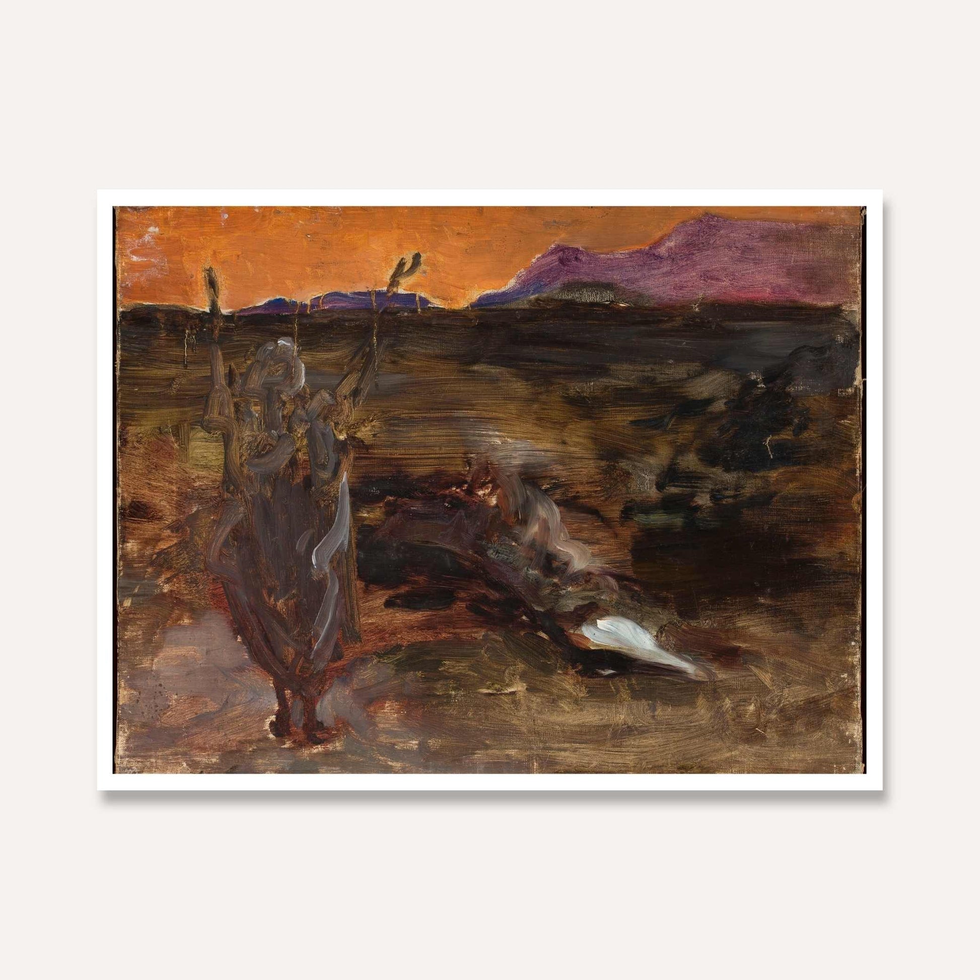 Ganges After Sunset Oil Painting | Horizontal Framed Print 4 : 3 Horizontal Premium Wall Art Canvas by MeriDeewar
