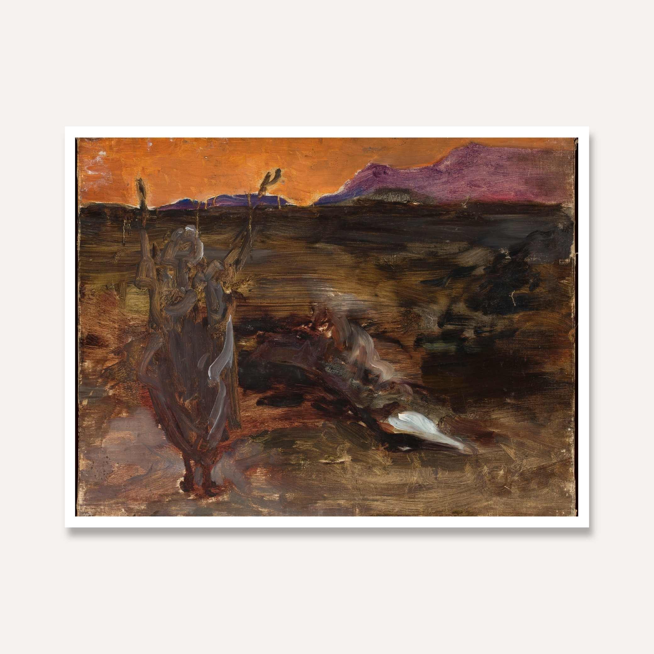 Ganges After Sunset Oil Painting | Horizontal Framed Print 4 : 3 Horizontal Premium Wall Art Canvas by MeriDeewar
