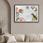 Garden Robin — Rustic Floral Canvas Print 2 : 3 Horizontal Premium Wall Art Canvas by MeriDeewar