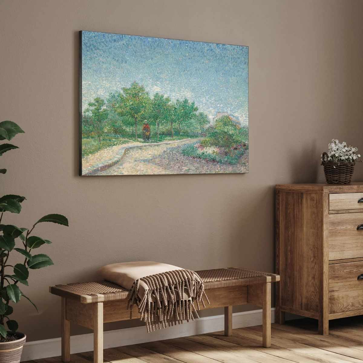 Garden Scenery Painting for Living Room | Van Gogh Rose Bush | Nature Wall Art India 3 : 2 Horizontal Premium Wall Art Canvas by MeriDeewar