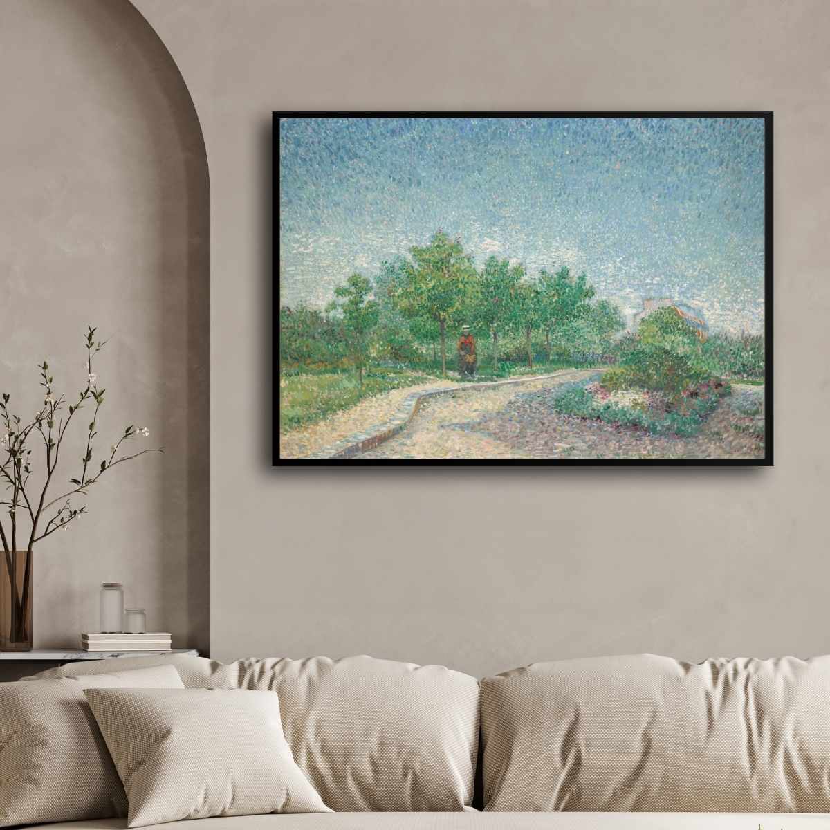 Garden Scenery Painting for Living Room | Van Gogh Rose Bush | Nature Wall Art India 3 : 2 Horizontal Premium Wall Art Canvas by MeriDeewar